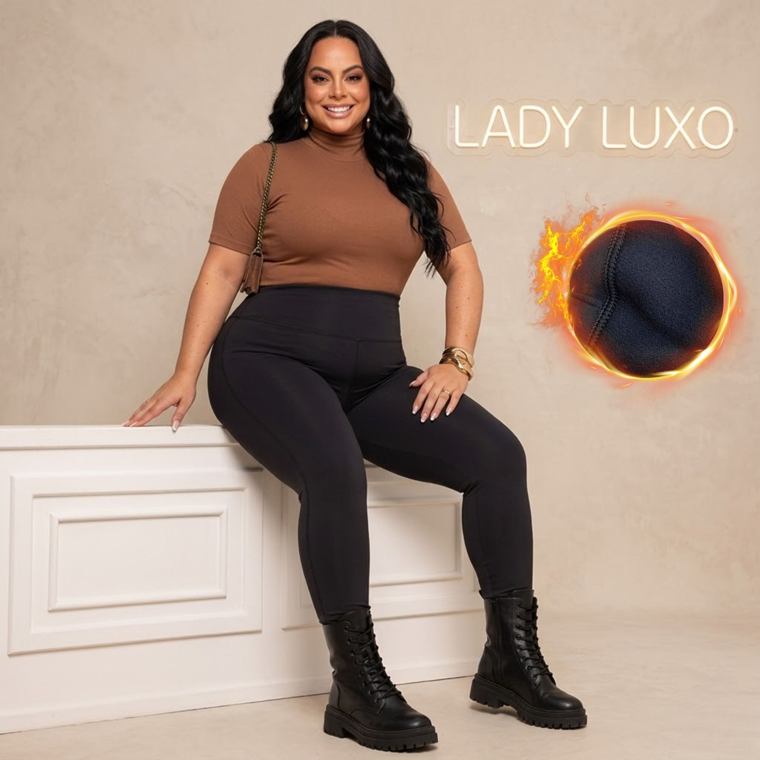 Legging Forrada Flanelada Térmica Quentinha - Preto