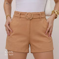 Shorts Malha Crepe Cinto Fivela - M