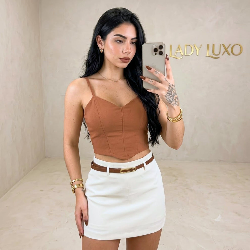 Shorts Saia Bengaline com Cintinho - P