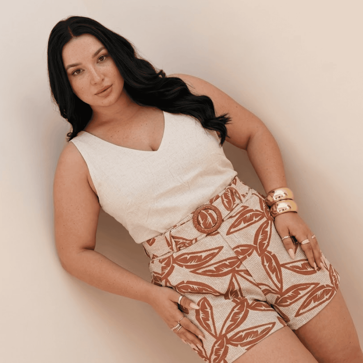 Blusa Regata Decote V Linho - M