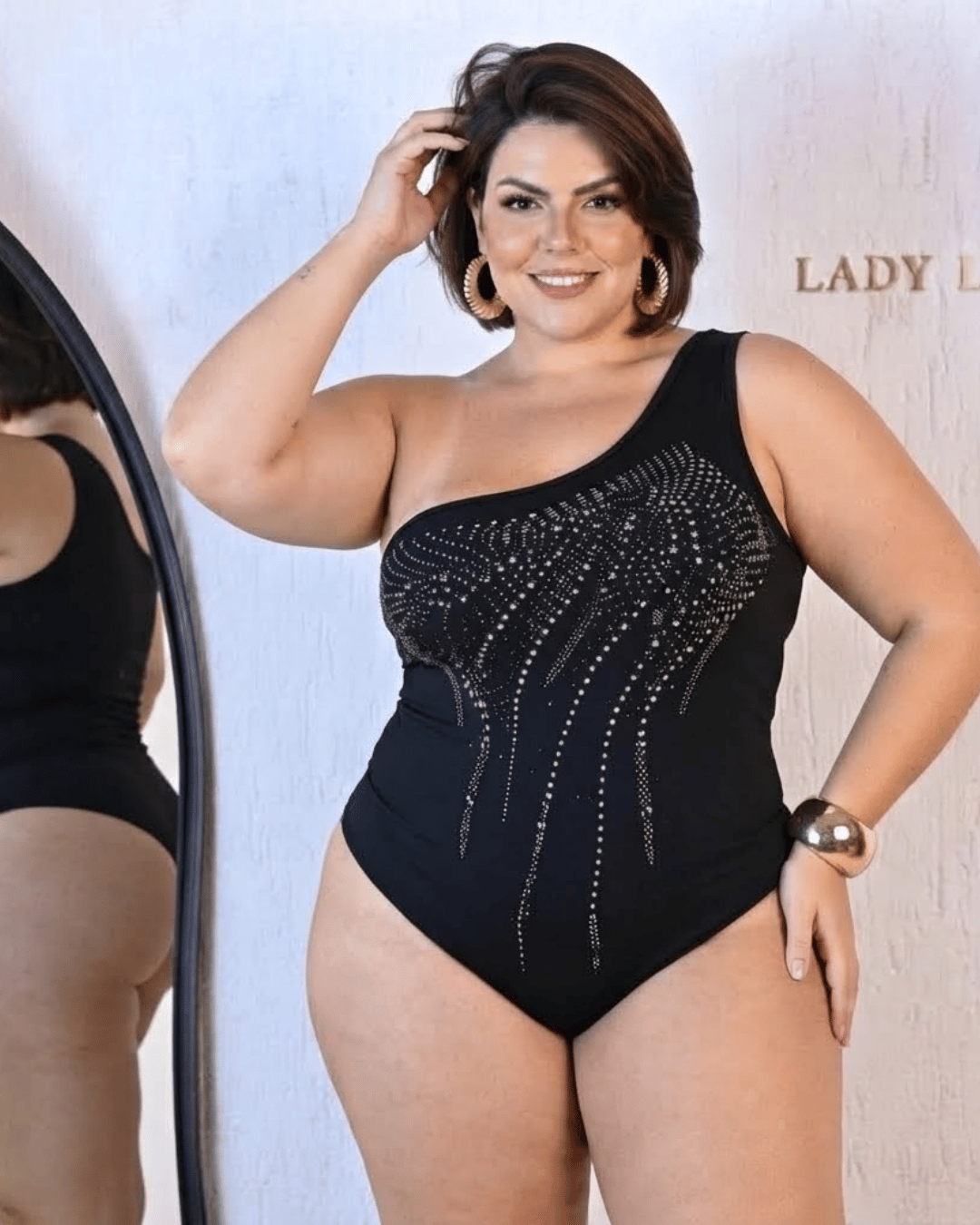 Body Mula Manca Um Ombro Strass Brilho - G