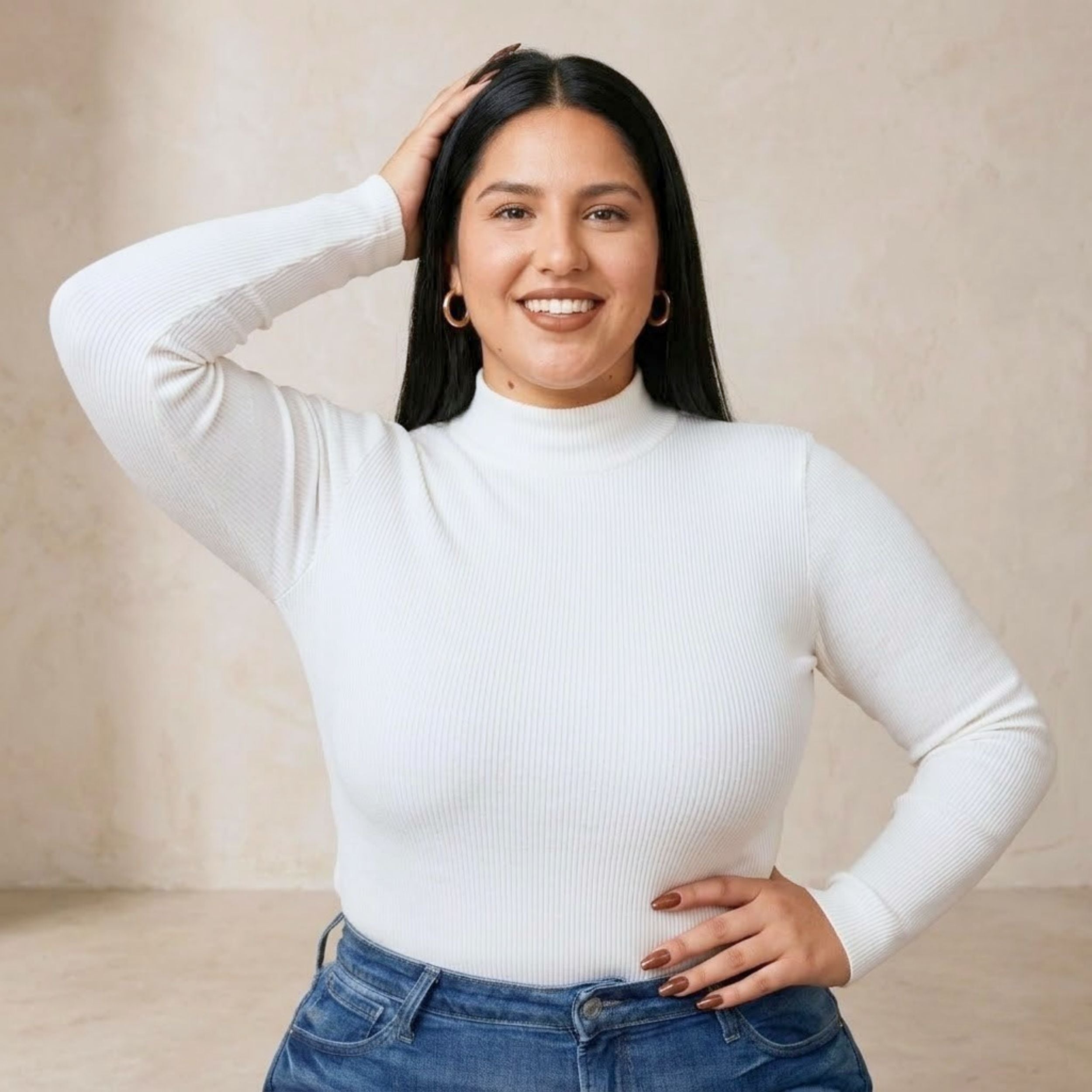 Blusa Gola Alta Manga Longa Cacharrel Ribana Plus Size