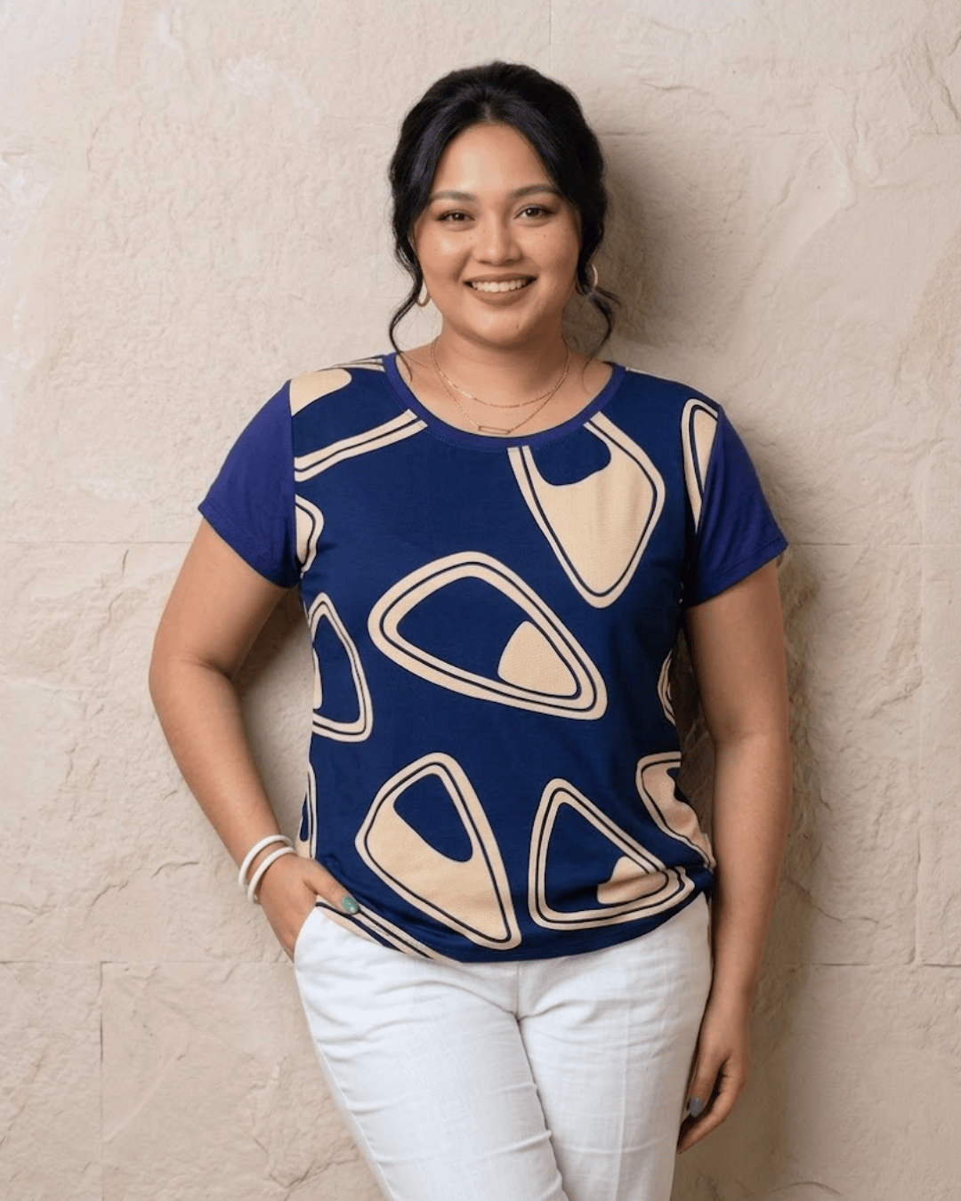 Blusa Crepinho Estampa Organica Costas Malha