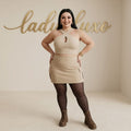 Cropped Decote Cruzado Gota Listrado Risca Giz Plus Size