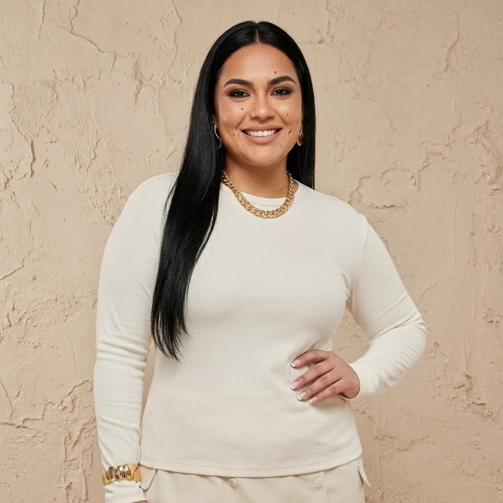 Blusa Basica Gola Careca Manga Longa Ribana Plus Size