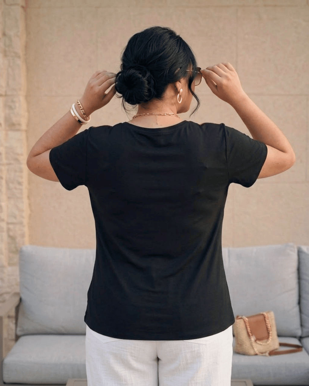 Blusa Crepinho Estampa Organica Costas Malha