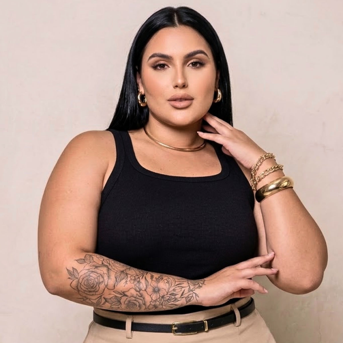Blusa Regata Alça Fina Ribana Plus Size