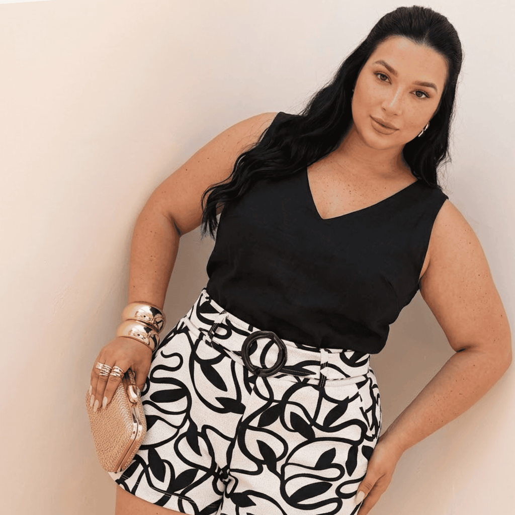 Blusa Regata Decote V Linho - M