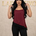 Blusa Assimetrica Decote Reto Detalhe Renda Sem Bojo