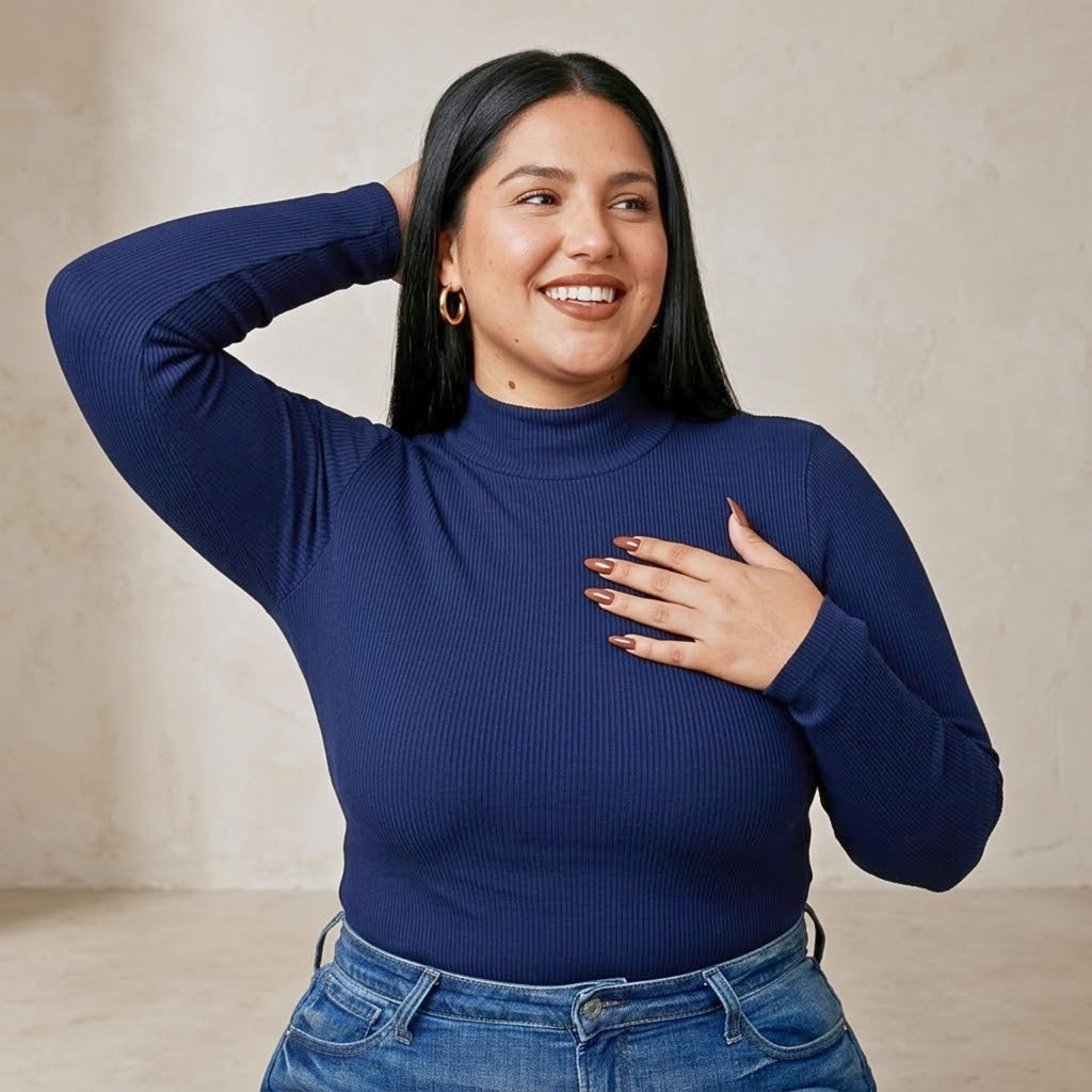 Blusa Gola Alta Manga Longa Cacharrel Ribana Plus Size