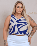 Regata Social Decote V Plus Size Estampada
