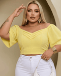 Cropped Decote Preguinhas Plus Size
