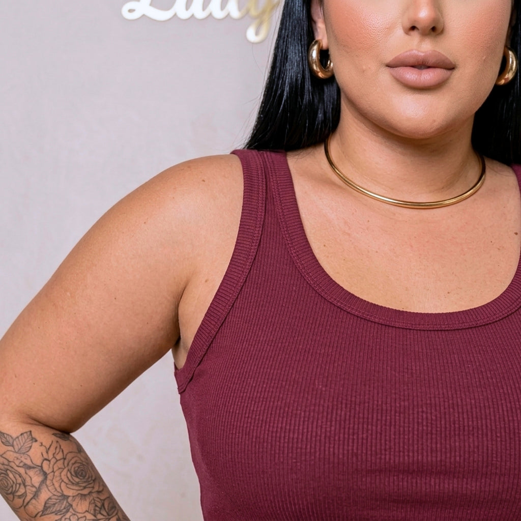Blusa Regata Alça Fina Ribana Plus Size