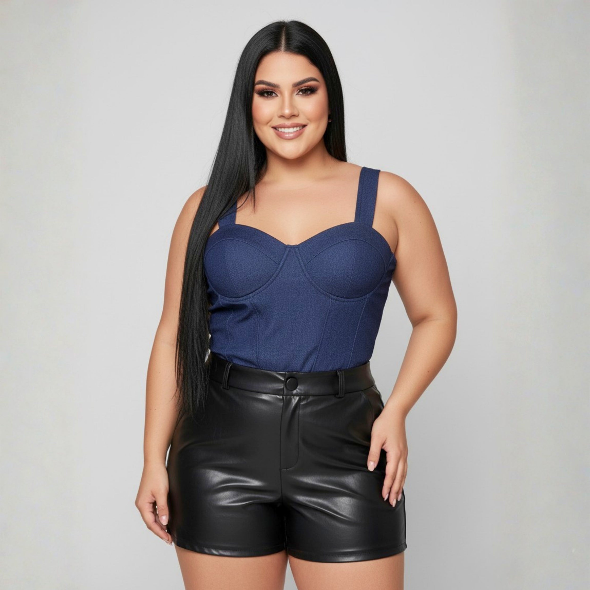 Shorts Social Couro Cirre Preto