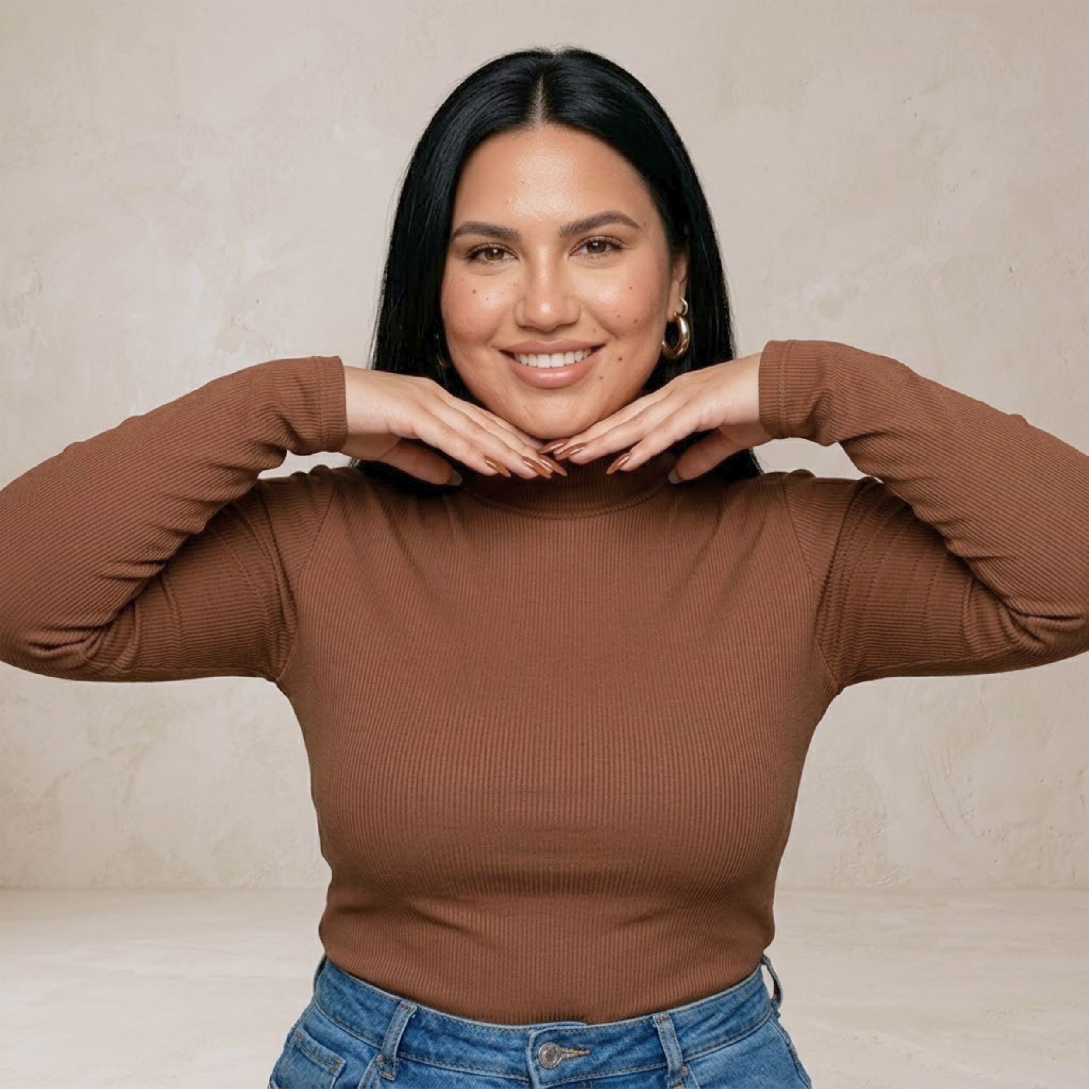 Blusa Gola Alta Manga Longa Cacharrel Ribana Plus Size