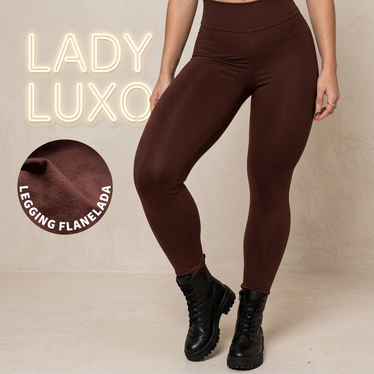 Legging Forrada Flanelada Térmica Quentinha - Marrom