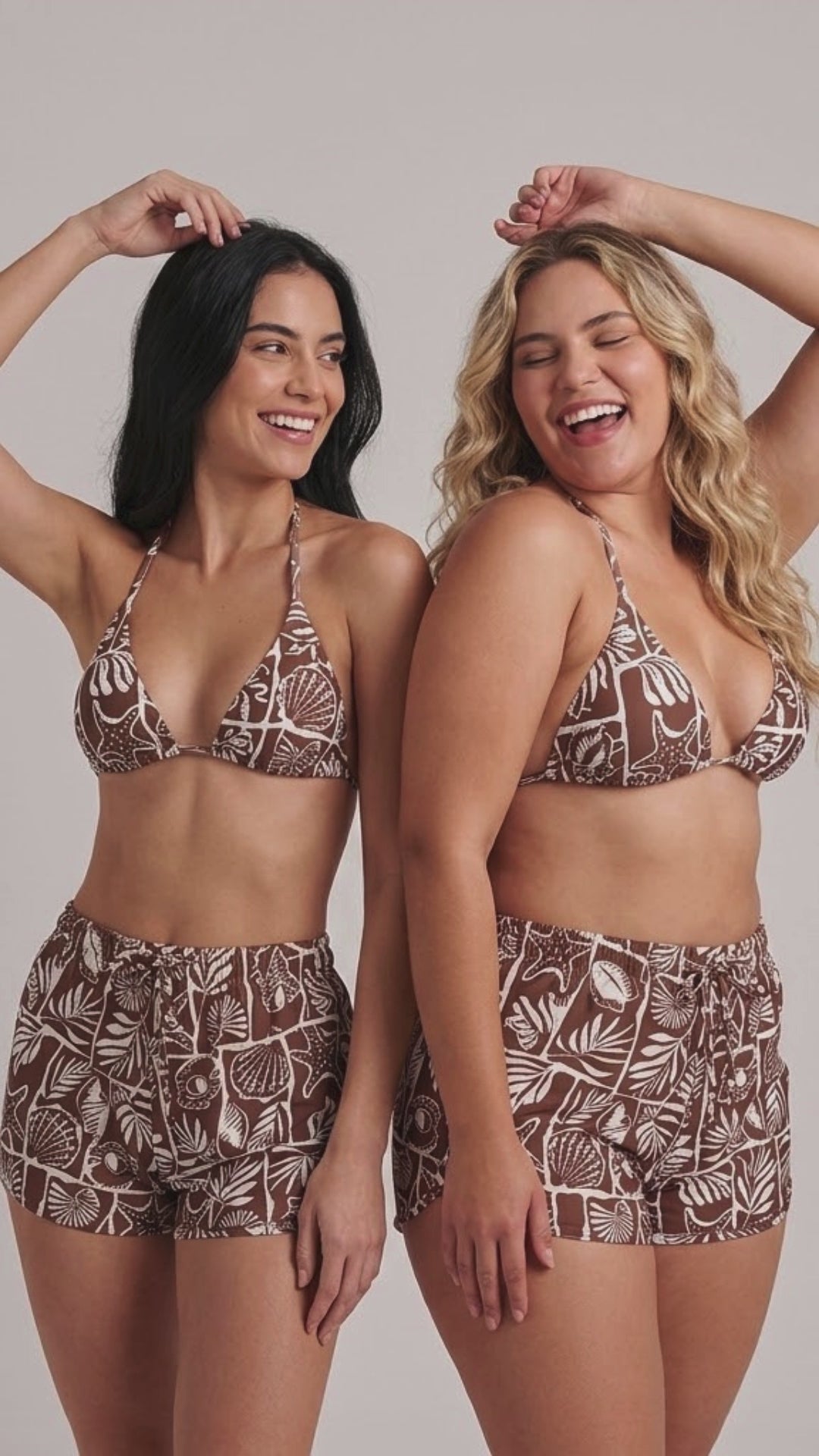 Biquini Triquini Trijunto Com Shorts Praia Marrom