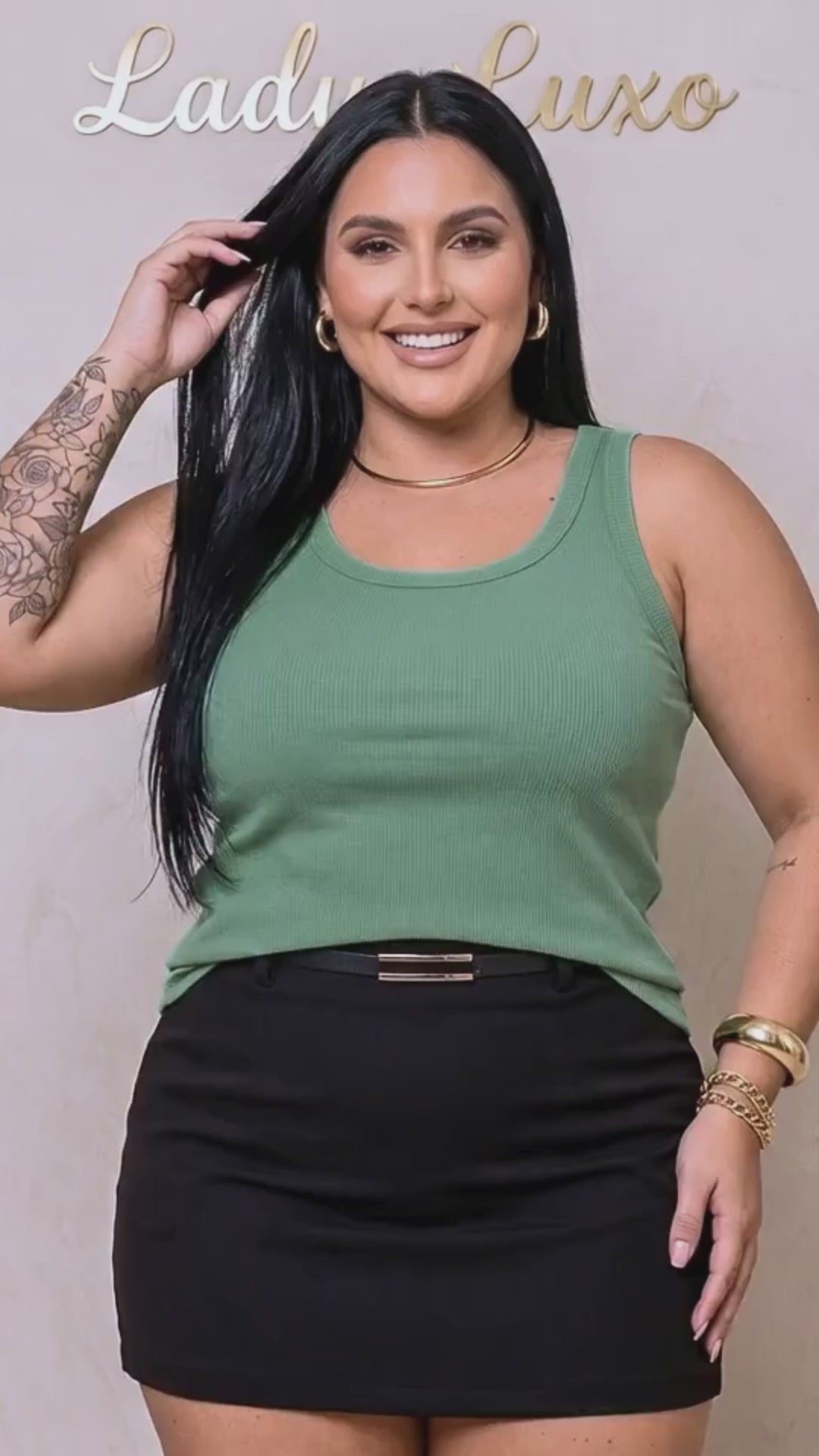Blusa Regata Alça Fina Ribana Plus Size
