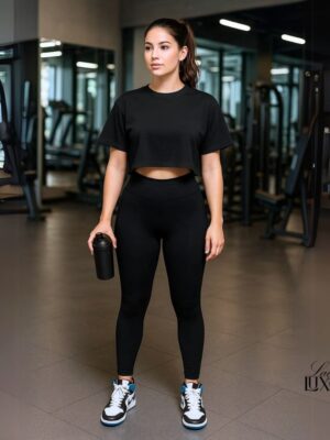 Calça legging preta M Lady Luxo – look completo na academia, estilo fitness, conforto e modelagem impecável