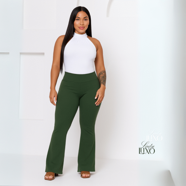 Calça Flare Bailarina Boca de Sino Malha Crepe com Bolso - Imagem 4