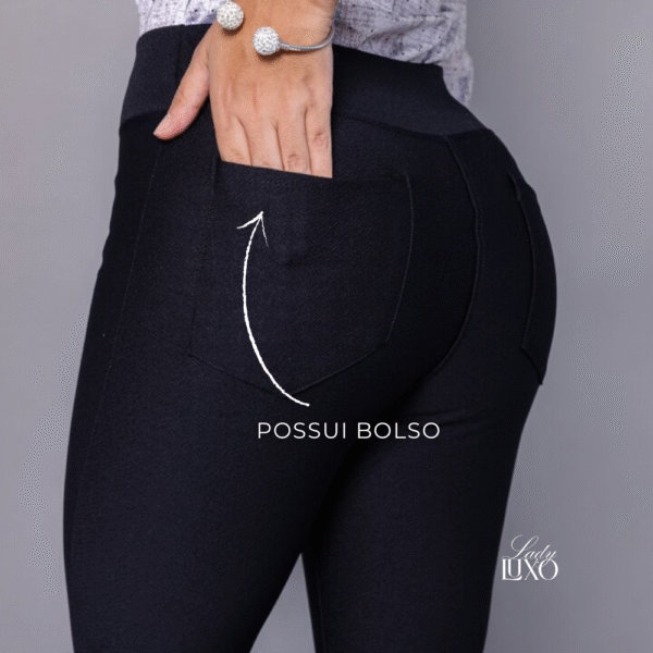 Calça Flare Bailarina Boca de Sino Malha Crepe com Bolso - Imagem 3